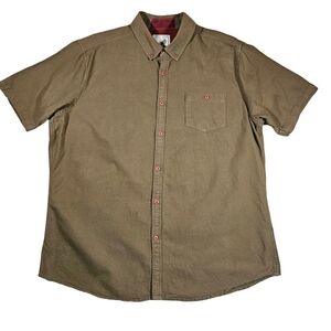 Alexander Julian Organic Cotton Button Down Short Sleeve Shirt, Army Green,XL